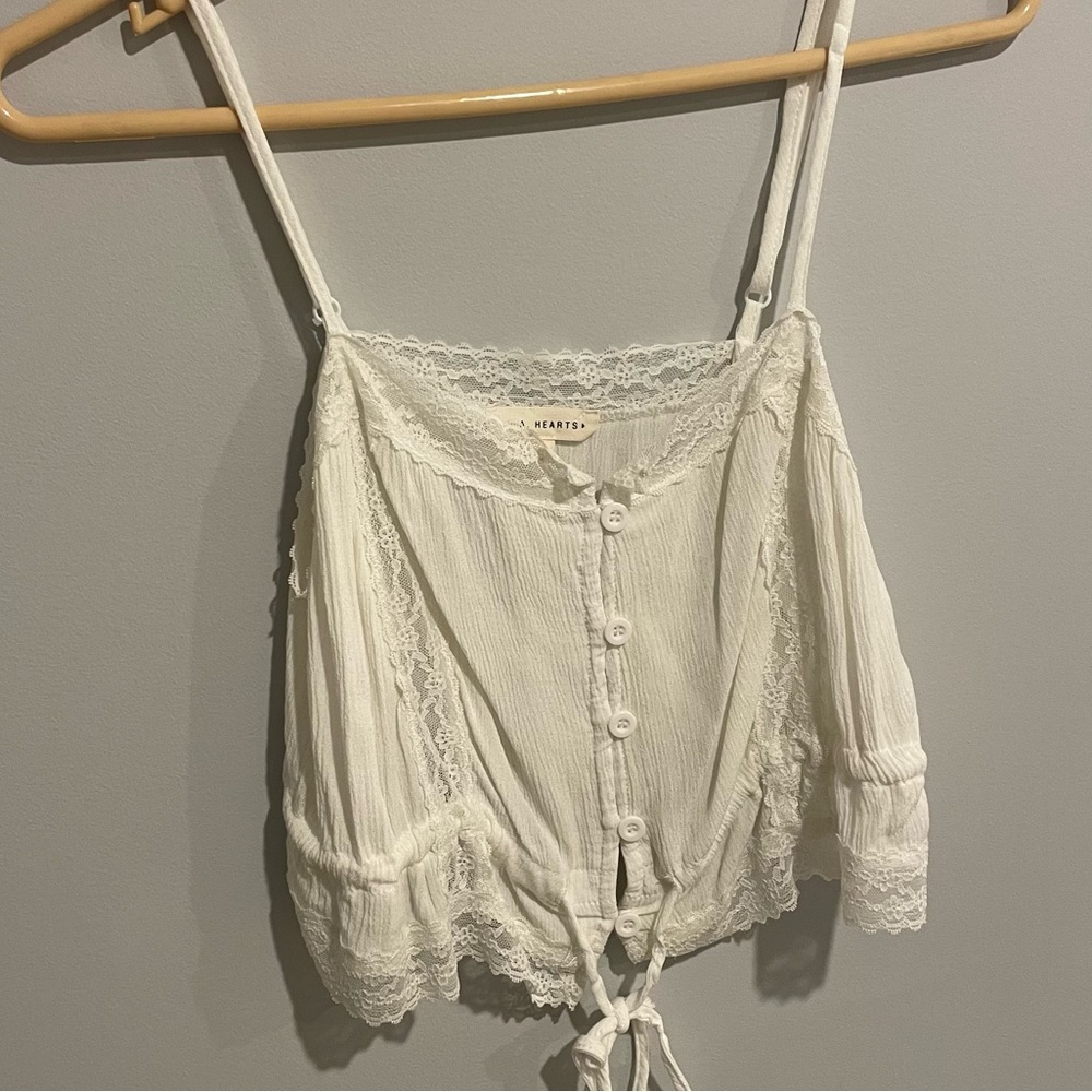 Pacsun lace button up cropped tank